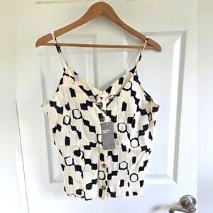 H&M Europe Spaghetti Strap Top in Black and Cream NWT Sz M